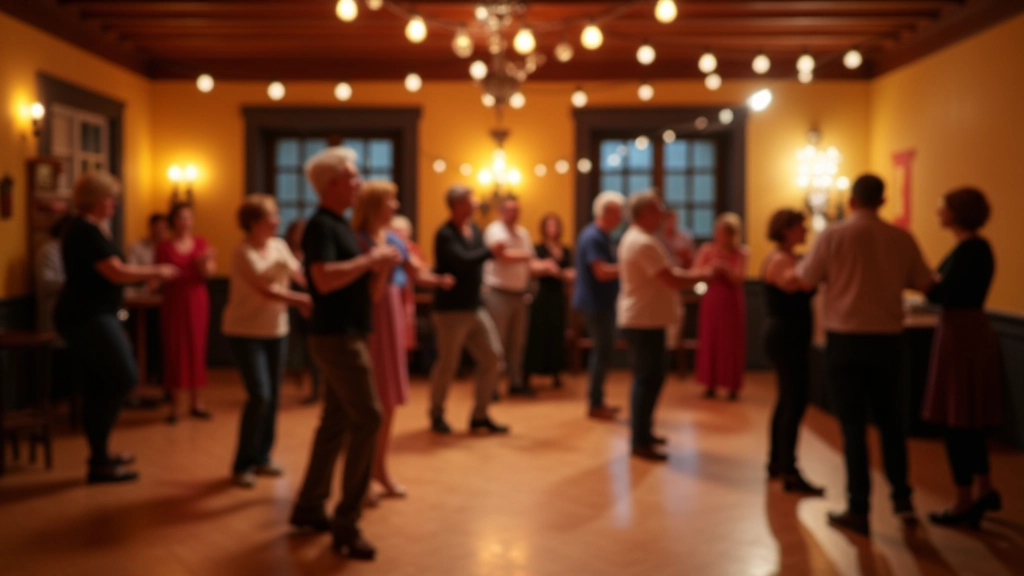 Community dance hall in Porto with welcoming dance floor and group of participants