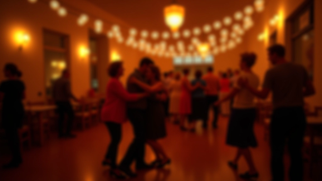 Community dance hall in Porto with warm lighting and welcoming atmosphere